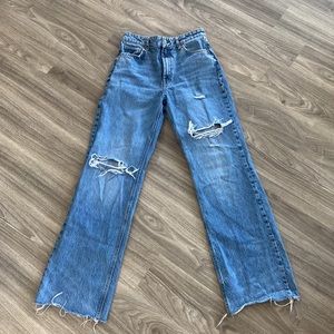 Zara ripped wide leg jeans